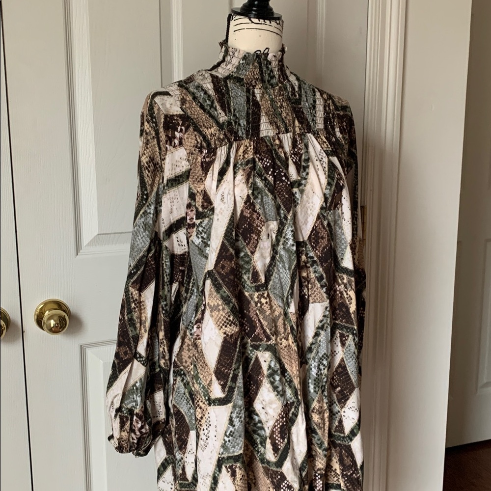 H&M Snakeskin Patchwork Smock Dress